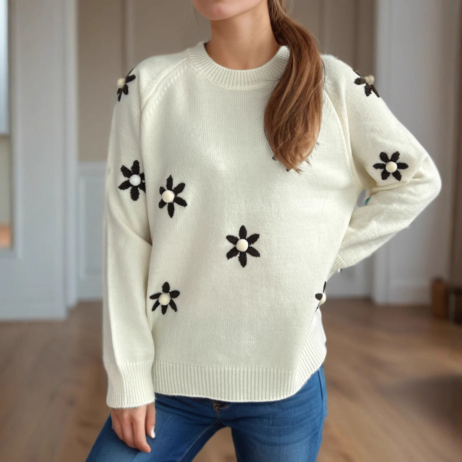 Damen Pullover Floral Lässiger Schnitt