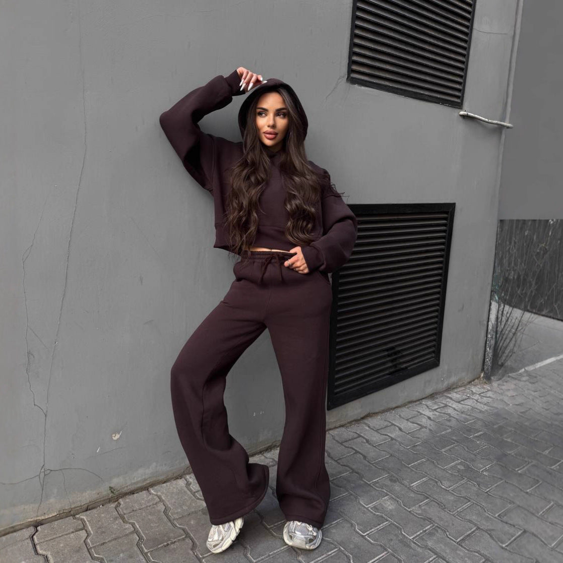 Damen Hoodie Jogginghose Set Cropped Norvielle