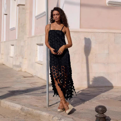 Damen Maxikleid mit Kreiselement und schwingendem Schnitt