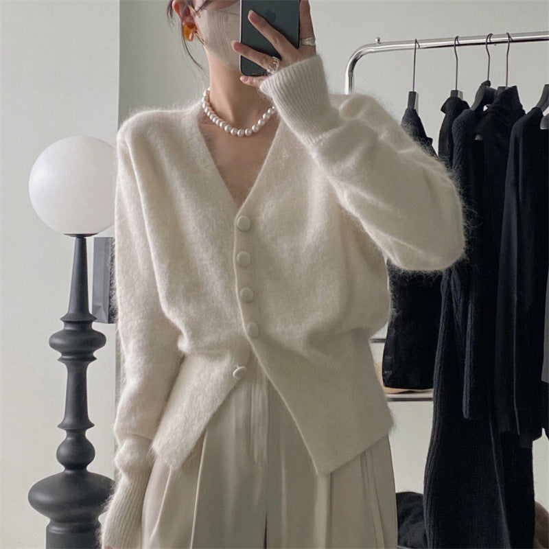 Damen Strickcardigan V-Ausschnitt Knöpfe Norvielle