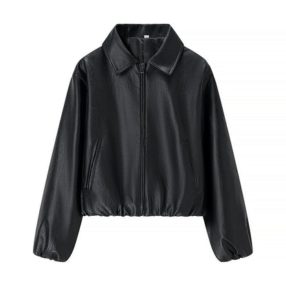 Damen Kunstlederjacke Elastischer Bund Norvielle