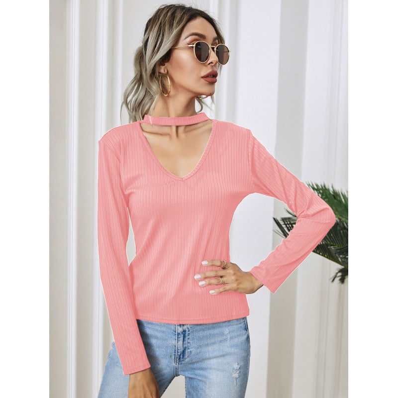 Damen Langarm Bodysuit V-Ausschnitt Schmal Norvielle