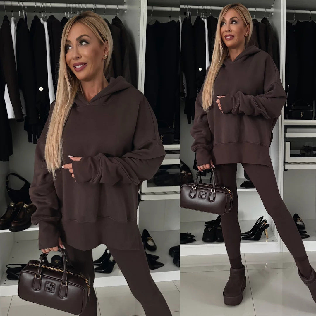 Damen Kapuzenpullover Animal-Print Erweiterter Ärmel Norvielle