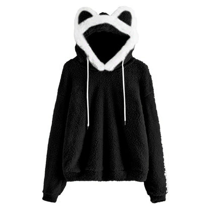Damen Kapuzenpullover Katzenohren Norvielle Kuschelig