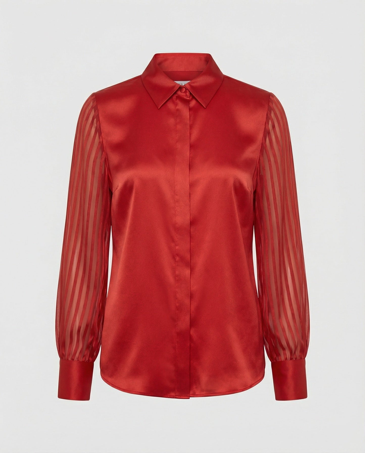 Damen Satinbluse Transparente Puffärmel