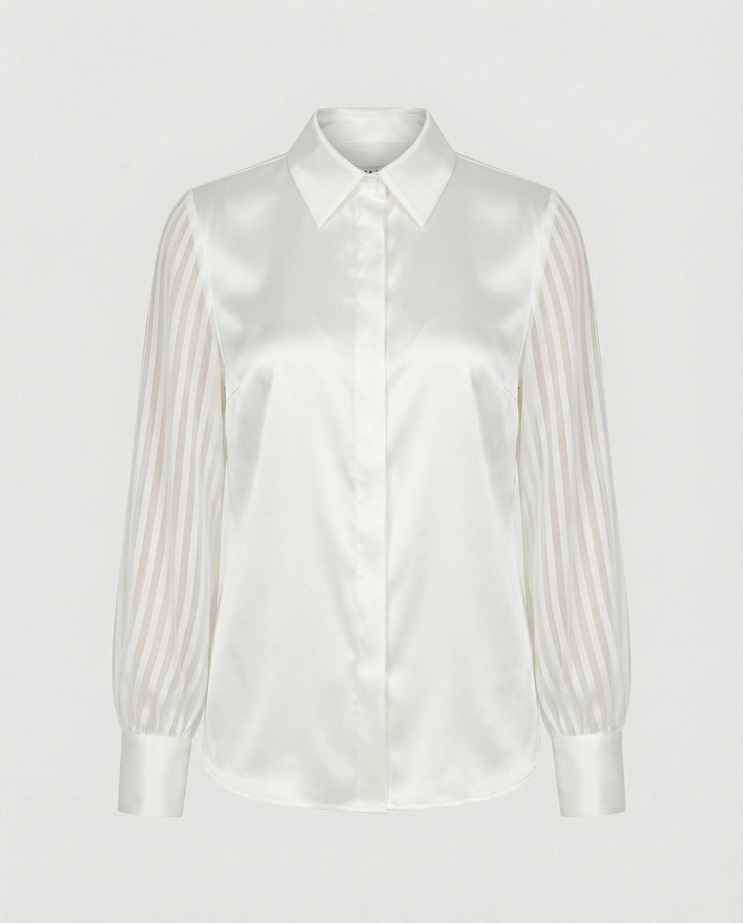 Damen Satinbluse Transparente Puffärmel