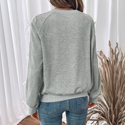 Damen Sweatshirt Rüschendetails Schleifen Norvielle