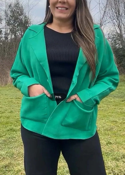 Damen Oversized Blazerjacke Lässiger Schnitt Praktische Taschen