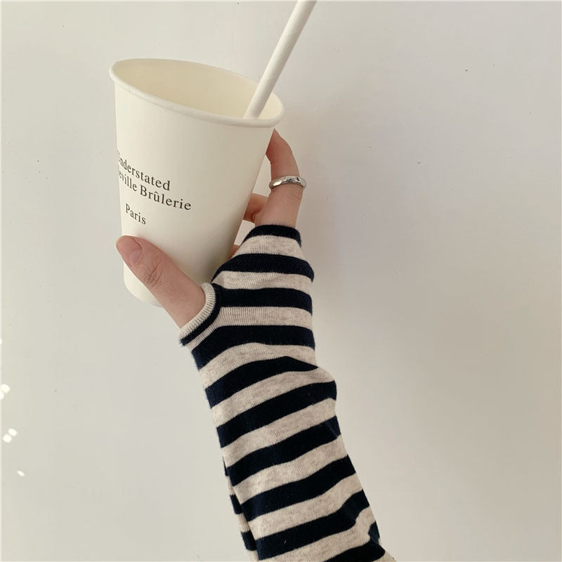 Damen Longsleeve-Shirt Streifenmuster Daumenlöcher Norvielle