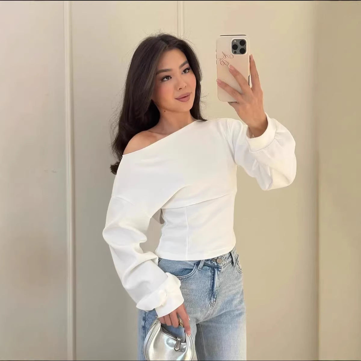 Damen Cropped Sweatshirt Schnürung Grau Norvielle