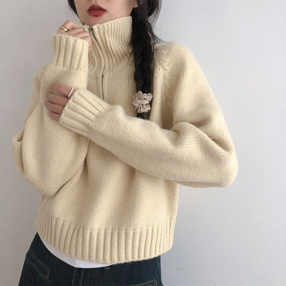 Damen Stehkragenpullover Strick Hochwertig Norvielle