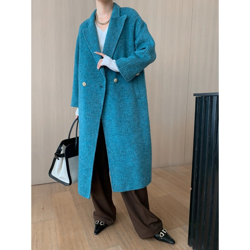 Damen Wollmantel Doppelter Knopfleiste Warm Elegante - Norvielle