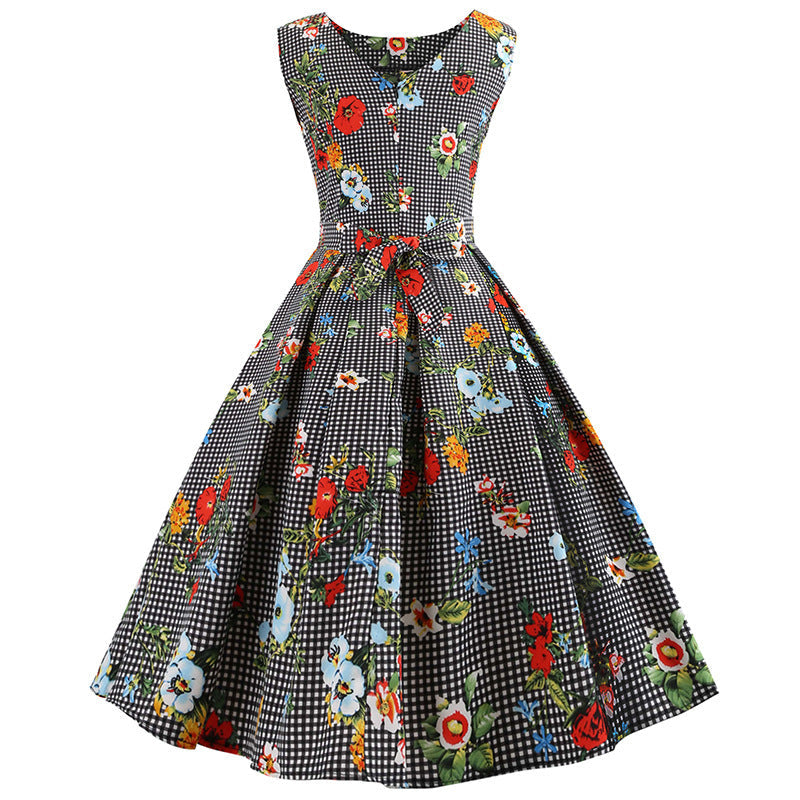 Damen A-Linien Kleid mit Blumenmuster
