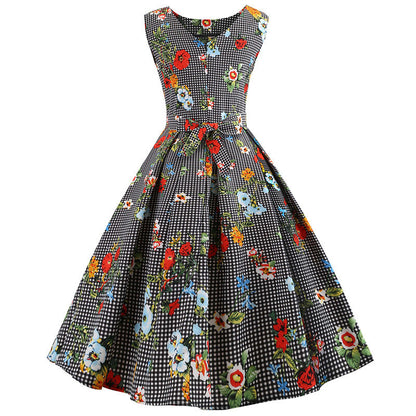 Damen A-Linien Kleid mit Blumenmuster