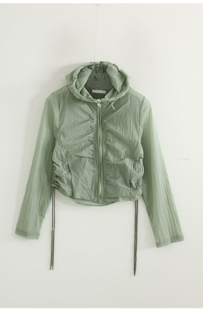 Damen Cropped Jacke atmungsaktives Material verstellbarer Bund