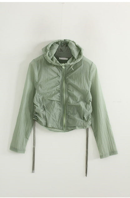 Damen Cropped Jacke atmungsaktives Material verstellbarer Bund