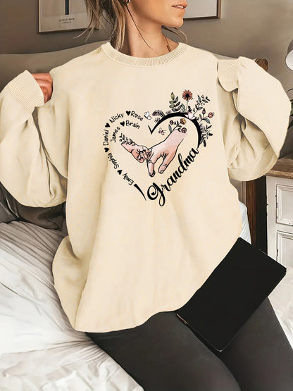 Damen Pullover Blumenmuster Baumwolle Entspannt Norvielle