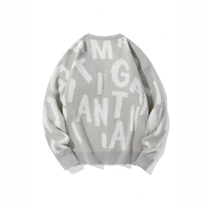 Damen Strickjacke V-Ausschnitt mit Schriftmuster