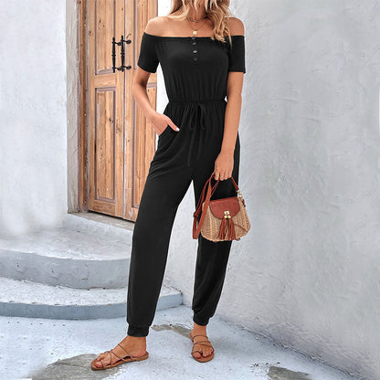 Damen Overall Schulterfrei Elastisch Norvielle