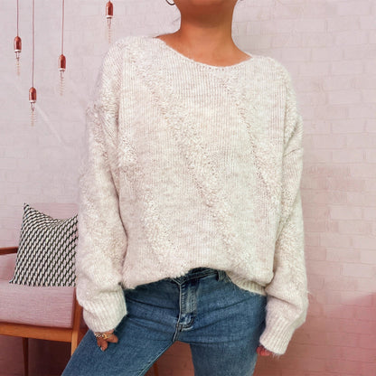 Damen Pullover Diagonales Strukturdesign Norvielle