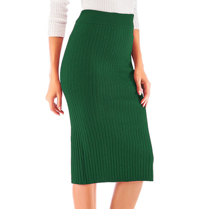Damen Rippstrickrock Seitenschlitz
