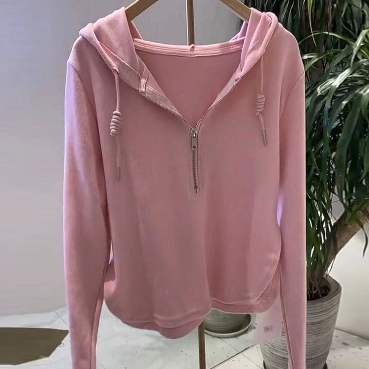 Damen Kapuzenpullover Lässig Halbhoch Reißverschluss Norvielle