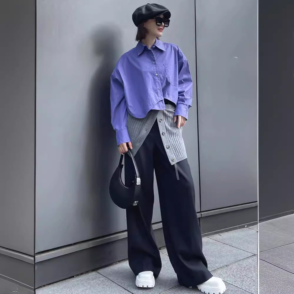 Damen Bluse Cropped Oversized Schnitt Norvielle
