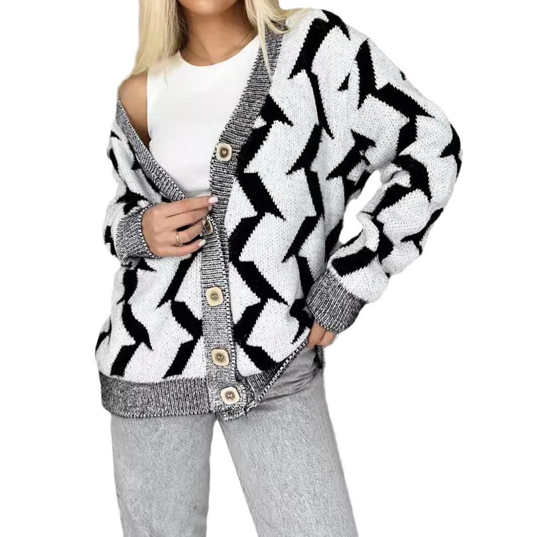 Damen Strickjacke Blitzenmuster Norvielle