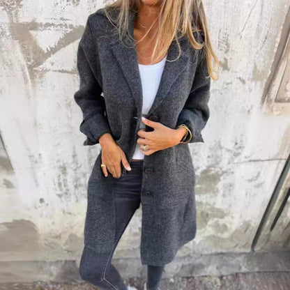 Damen Wolljacke Oversize Lang