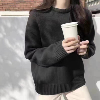 Damen Oversized Pullover Rundhals Kuschelfleece Beige