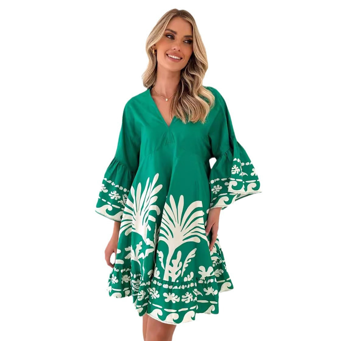 Damen Sommerkleid Voluminöse Ärmel Norvielle