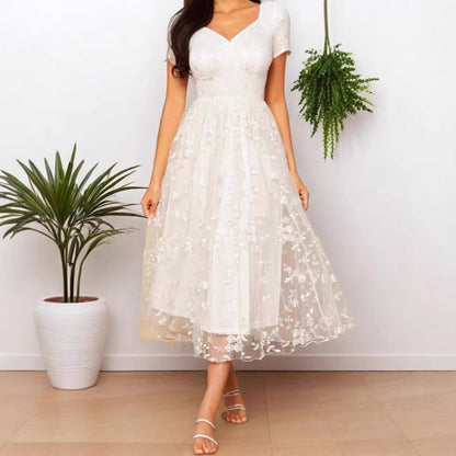 Damen Midikleid mit Blumenapplikationen Norvielle