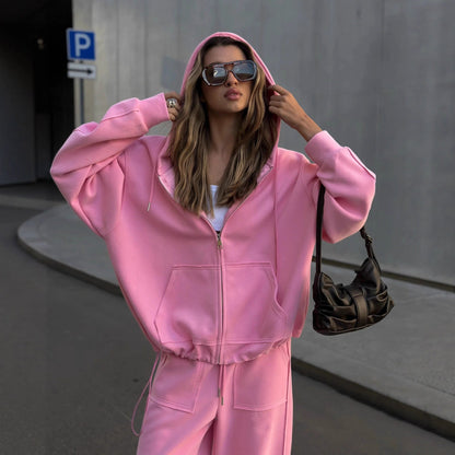 Damen Oversized Loungewear Set mit Kordelzug Norvielle