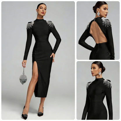 Damen Abendkleid Figurbetont Norvielle Glitzerdetails - Norvielle