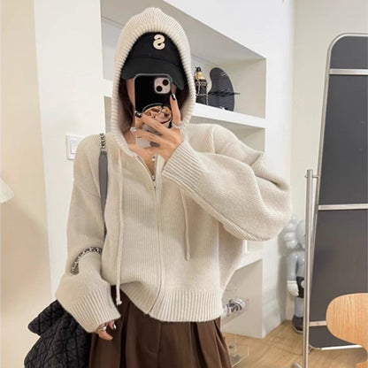 Damen Cropped Hoodie Kapuze Reißverschluss Norvielle - Norvielle