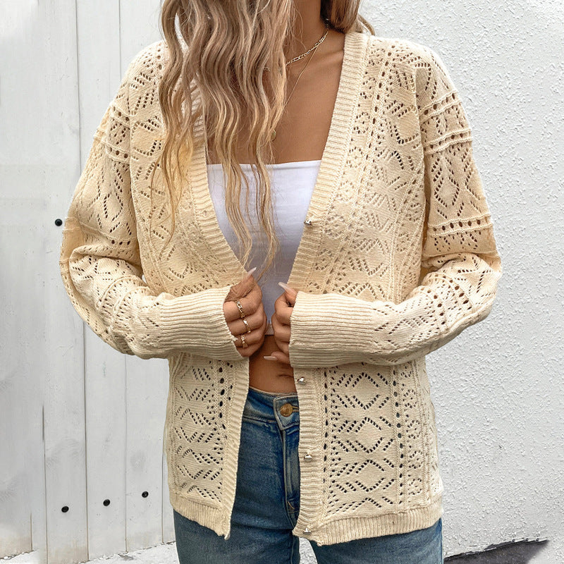 Damen Strickjacke Spitzenmuster Norvielle