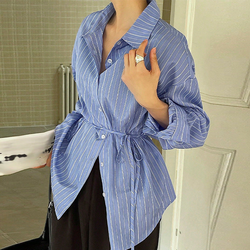 Damen Bluse mit Bindeband Streifenmuster Norvielle - Norvielle