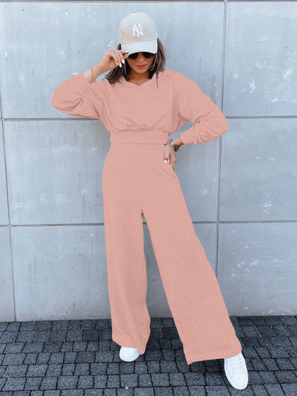 Damen Jumpsuit Weites Bein Kapuze Norvielle