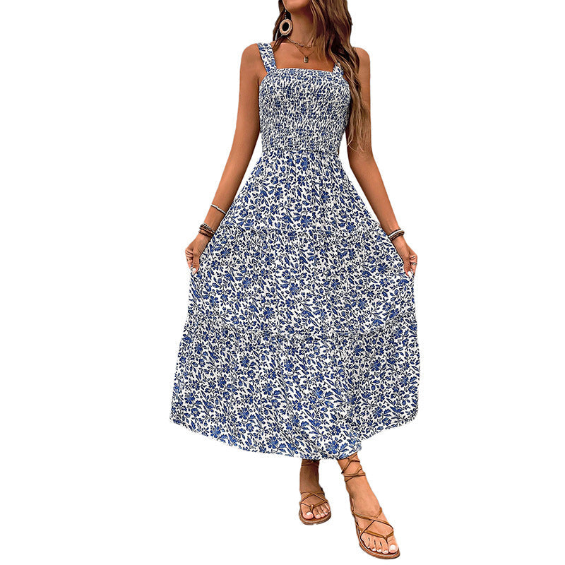 Damen Maxikleid Floralmuster Elastischer Taillengürtel Norvielle