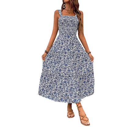Damen Maxikleid Floralmuster Elastischer Taillengürtel Norvielle