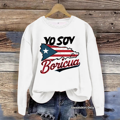 Damen Sweatshirt Puerto Rico Design Baumwolle Lässig Grau