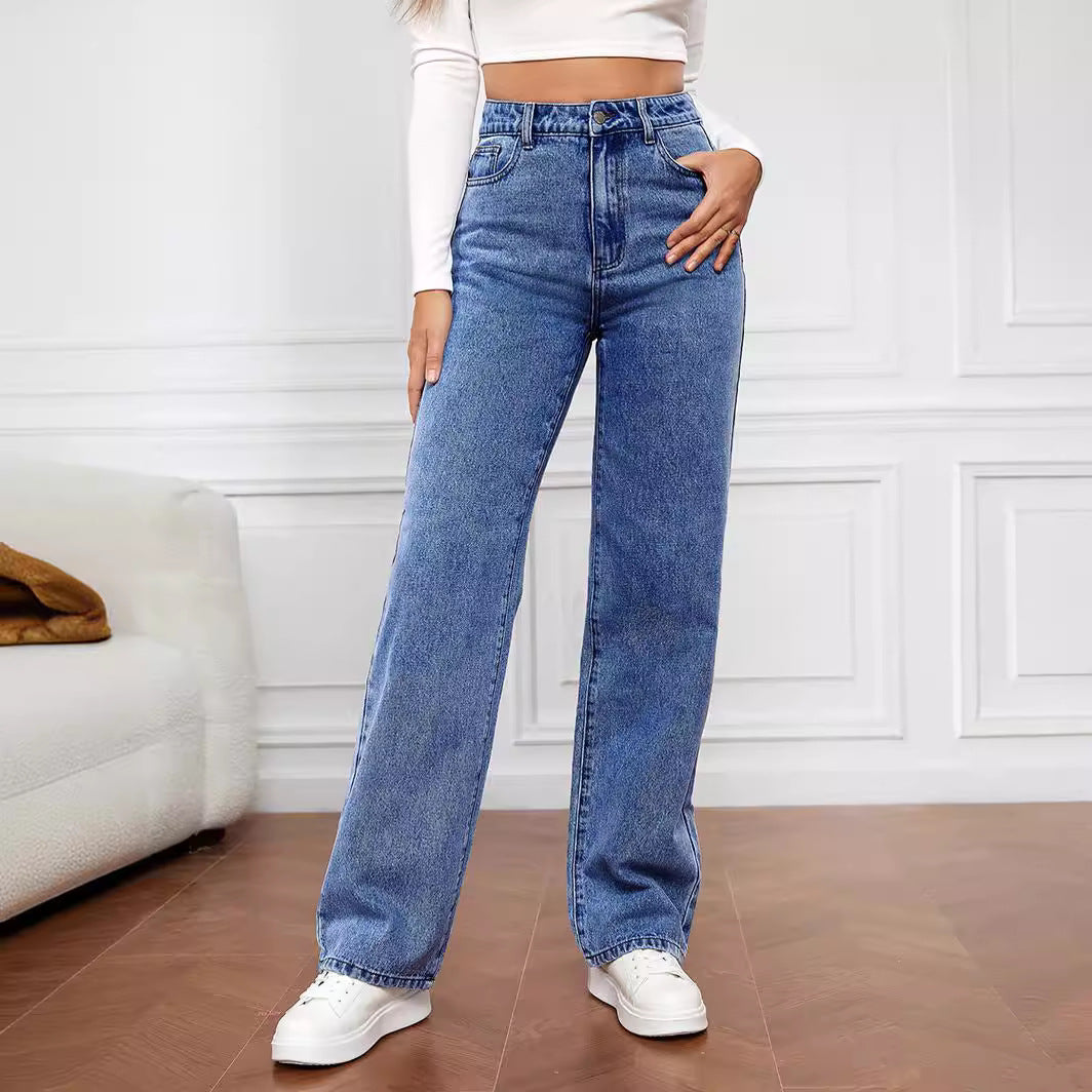 Damen High-Waist Jeans Weit Norvielle