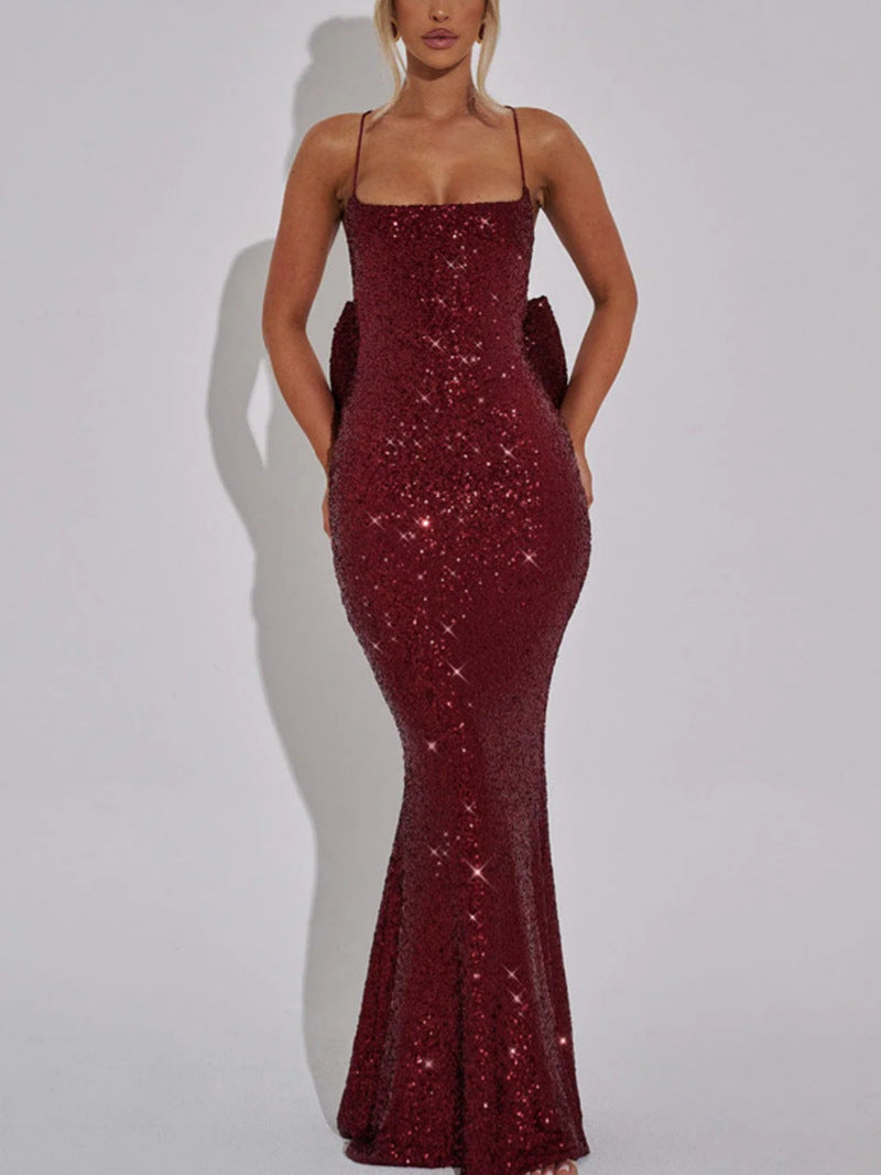 Damen Abendkleid Pailletten Elegantes Träger