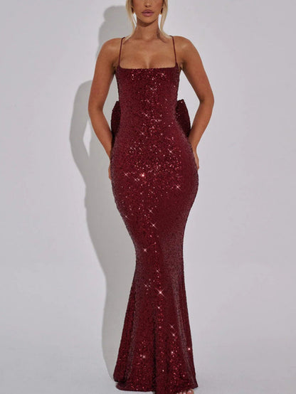 Damen Abendkleid Pailletten Elegantes Träger