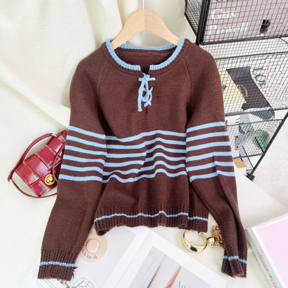 Damen Pullover mit Kordelzug und Streifenmuster Norvielle
