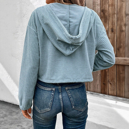 Damen Cropped Kapuzenjacke Strukturiert Norvielle