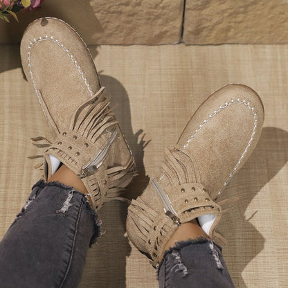 Damen Stiefeletten mit Fransen und Schnalle