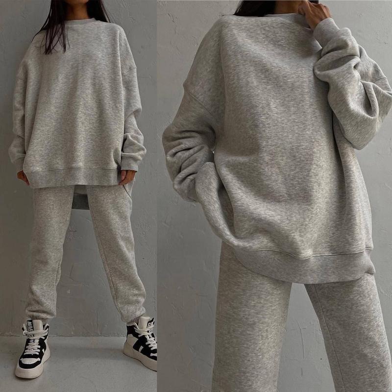 Damen Oversize Loungewear Set Hochkragen Elastisch Beige