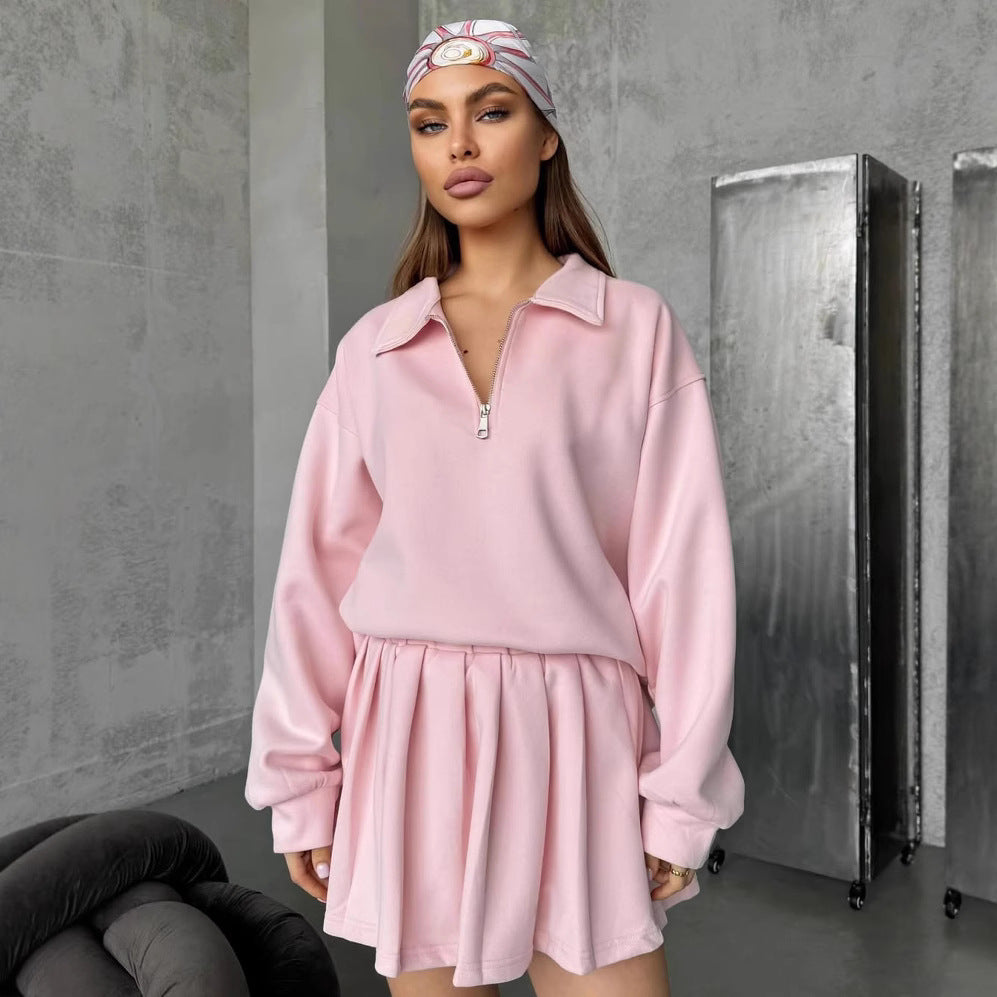 Damen Sweatshirt Kurzreißverschluss Weites Design Norvielle