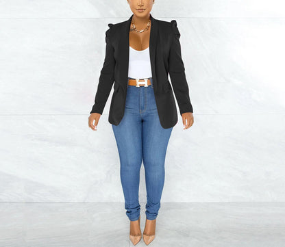 Damen Blazerjacke Puffärmel Tailliert Norvielle